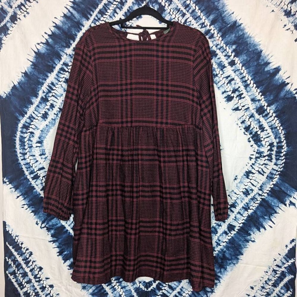 Wild Fable Red Plaid Babydoll Dress Small